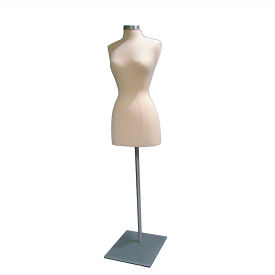 Female 3/4 Body Form - Off White W/Satin Chrome Metal Base