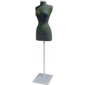 Female 3/4 Body Form - Black W/Satin Chrome Metal Base