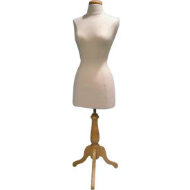 Female 3/4 Body Form - Off White with Natural Wood Tripod Base