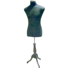 Male 3/4 Body Form - Black with Black Wood Tripod Base