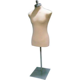 Male 3/4 Body Form - Off White With Satin Chrome Metal Base