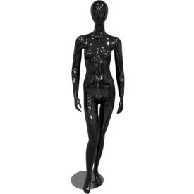 Female Mannequin - Hands by Side, Right Knee Bent - Gloss Finish, Black