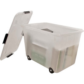 Mobile Storage Container, 15 Gal. Capacity, 23-3/4"L x 15-3/4"W x 15-3/4"H, Clear