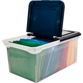 Plastic Letter File Tote - 23-1/2"L x 14-1/2"W x 11-1/4"H, Clear/Navy
