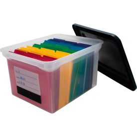 Plastic Letter & Legal File Tote - 18"L x 14-1/8"W x 10-13/16"H, Clear/Black