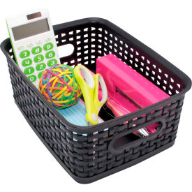 Plastic Weave Bin Small - 10"L x 7-1/4"W x 4"H Black, 3-Pack