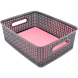 Plastic Weave Bin Medium - 13-3/4"L x 10-1/2"W x 4-1/2"H Black, 2-Pack