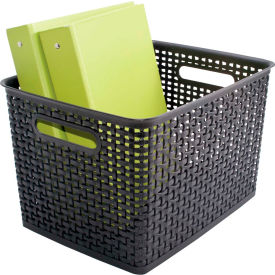 Plastic Weave Bin Large - 13-3/4"L x 10-1/2"W x 8-3/4"H Black, 2-Pack