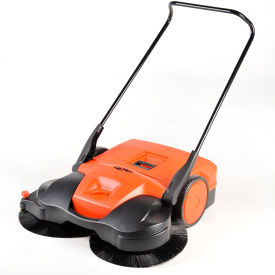 38" Battery Powered Triple Brush Push Power Sweeper, 13.2 Gallon Capacity - BG697