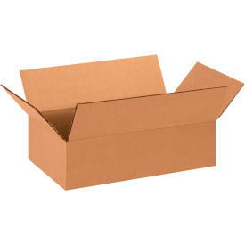 Flat Cardboard Corrugated Boxes, 14"L x 8"W x 4"H, Kraft