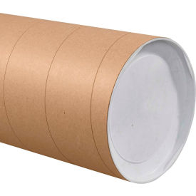 Jumbo Mailing Tubes With Caps, 10" Dia. x 36"L, 0.125" Thick, Kraft, 8/Pk