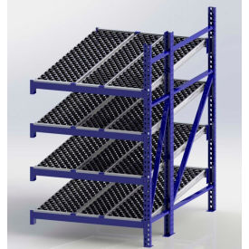 Gravity Flow Roller Rack with Wheel Bed Add-On 48"W x 72"D x 84"H with 4 Levels