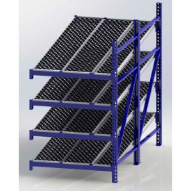Gravity Flow Roller Rack with Wheel Bed Add-On 48"W x 96"D x 84"H with 4 Levels