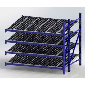 Gravity Flow Roller Rack with Wheel Bed Add-On 96"W x 72"D x 84"H with 4 Levels