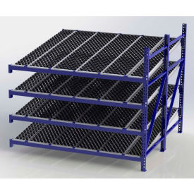 Gravity Flow Roller Rack with Wheel Bed Add-On 96"W x 96"D x 84"H with 4 Levels