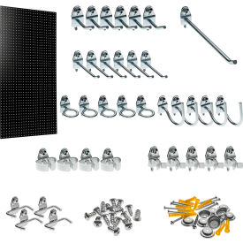 High Density Fiberboard Pegboard Kit with 36 Durahooks, 24" x 48" x 1/4", Black