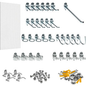 High Density Fiberboard Pegboard Kit w/ 36 Durahooks, 24" x 48" x 1/4", White