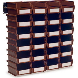 LocBin Wall Storage w/ 24 Bins & 24 Rails, 5-3/8"Lx4-1/8"Wx3"H, Brown, Polypropylene