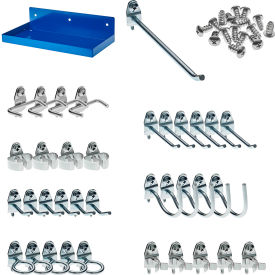 12"W x 6"D Locking Steel Pegboard Shelf with 36 Assorted Hooks