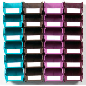 LocBin Wall Storage with 24 Bins and 24 Rails, 5-3/8"Lx4-1/8"Wx3"H, Multi, Polypropylene