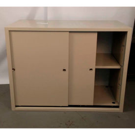 Lowboy Teller Pedestal Cabinet with Sliding Doors 37"W x 19"D x 27-7/8"H Black