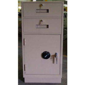 Pedestal Safe - 2 Drawers Thick Frame Left Hinged Door 19x19x38-1/2 Champagne