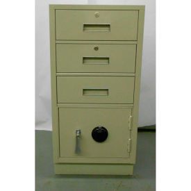 Pedestal Safe - 3 Drawers Thick Frame Left Hinged Door 19x19x38-1/2 Champagne