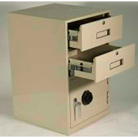 Lowboy Pedestal Safe - 2 Drawers Thick Full Right Hinged Door 19x19x27-7/8 Gray