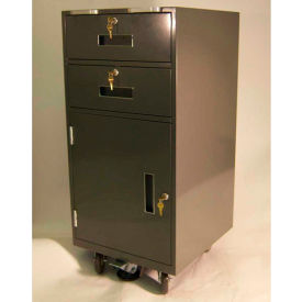 Bus Teller Pedestal Cabinet - 2 Drawers Over Door 18"W x 19"D x 38-1/2"H Black