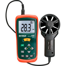 Extech AN100 CFM/CMM Mini Thermo-Anemometer, Green/Orange, 1.3"