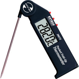 Pocket Fold Up Thermometer with Adjustable Probe, Black, 4.5"L