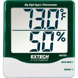 Big Digit Hygro-Thermometer, Green/White, Wall Mount, AAA Battery