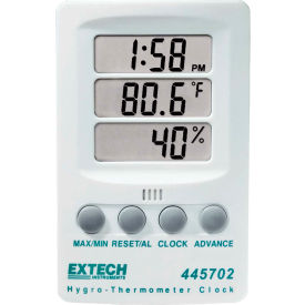 Hygro-Thermometer Clock, White, Wall Mount, AAA Battery