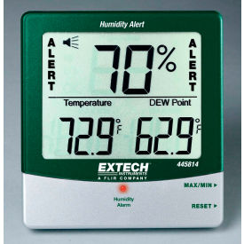 Hygro-Thermometer Humidity Alert with Dew Point, Grey/White, Wall Mount, AAA battery