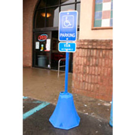 Octagon Sign Base with 98"H Post, Blue, 8"W x 20"H Base