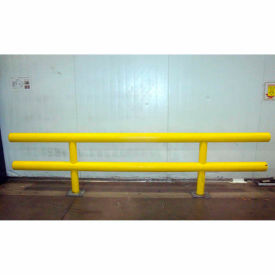 Heavy Duty Two-Line Guard Rail, Steel & HDPE Plastic, 96"L x 36"H, Yellow