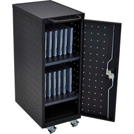 Laptop/Chromebook Compact Charging Cart For 12 Devices, 14"W x 24-3/4"D x 39-5/8"H, Black