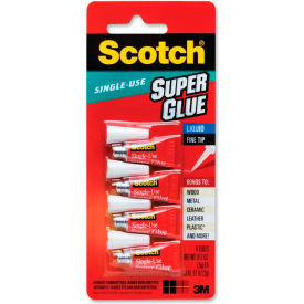 Single Use Super Glue, Pointed Tip, .07oz., 4/PK, Clear