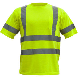 Hi-Vis S/S Pocket T-Shirt, ANSI Class 3, XL, Lime