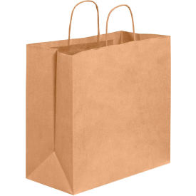 Paper Shopping Bags, 13"W x 7"D x 13"H, Kraft, 250/Pack