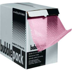 Perforated Anti-Static Bubble Roll W/Dispenser, 12"W x 175'L x 3/16" Bubble, Pink