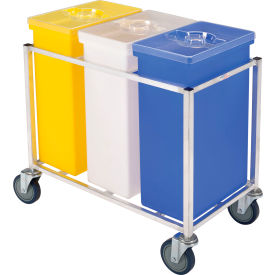 Aluminum Triple Ingredient Bin Cart, 31-1/2"L x 17"W x 28-3/4"H, Silver