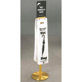 Floor Standing Wet Umbrella Bag Holder with Sign Mount, Satin Brass