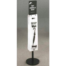 Floor Standing Wet Umbrella Bag Holder with Sign Mount, Satin Black