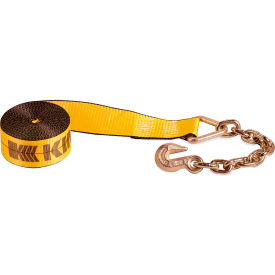 Winch Strap with Chain Anchor - 30' x 4" Gold