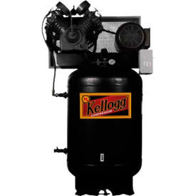 10 HP, Two-Stage Air Compressor, 120 Gal, Vertical, 175 PSI, 40.5 CFM, 1-Phase, 208-230V