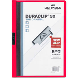 DuraClip Report Cover, Letter Size, Holds 30 Pages, Clear/Red