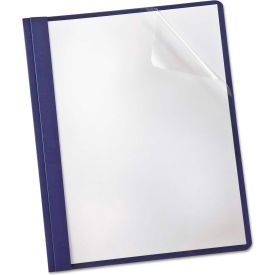 Linen Finish Clear Front Report Cover, 3 Fasteners, Letter, Navy, 25/Box