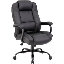 Heavy Duty Executive Office Chair with Arms - Leather - High Back - Black
