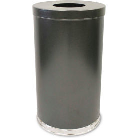 Steel Round Trash Can, 35 Gallon, Silver Vein